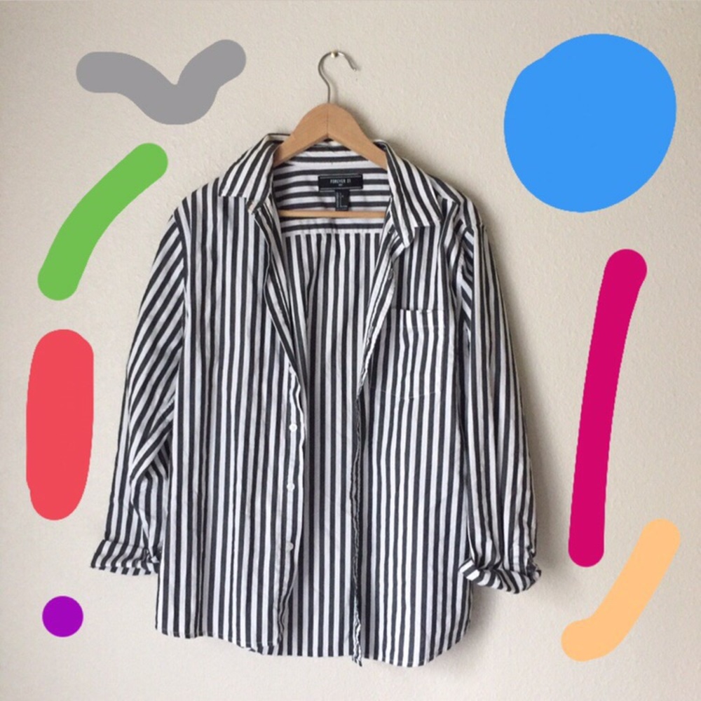 ✰STRIPED LONG SLEEVE BUTTON UP ✰